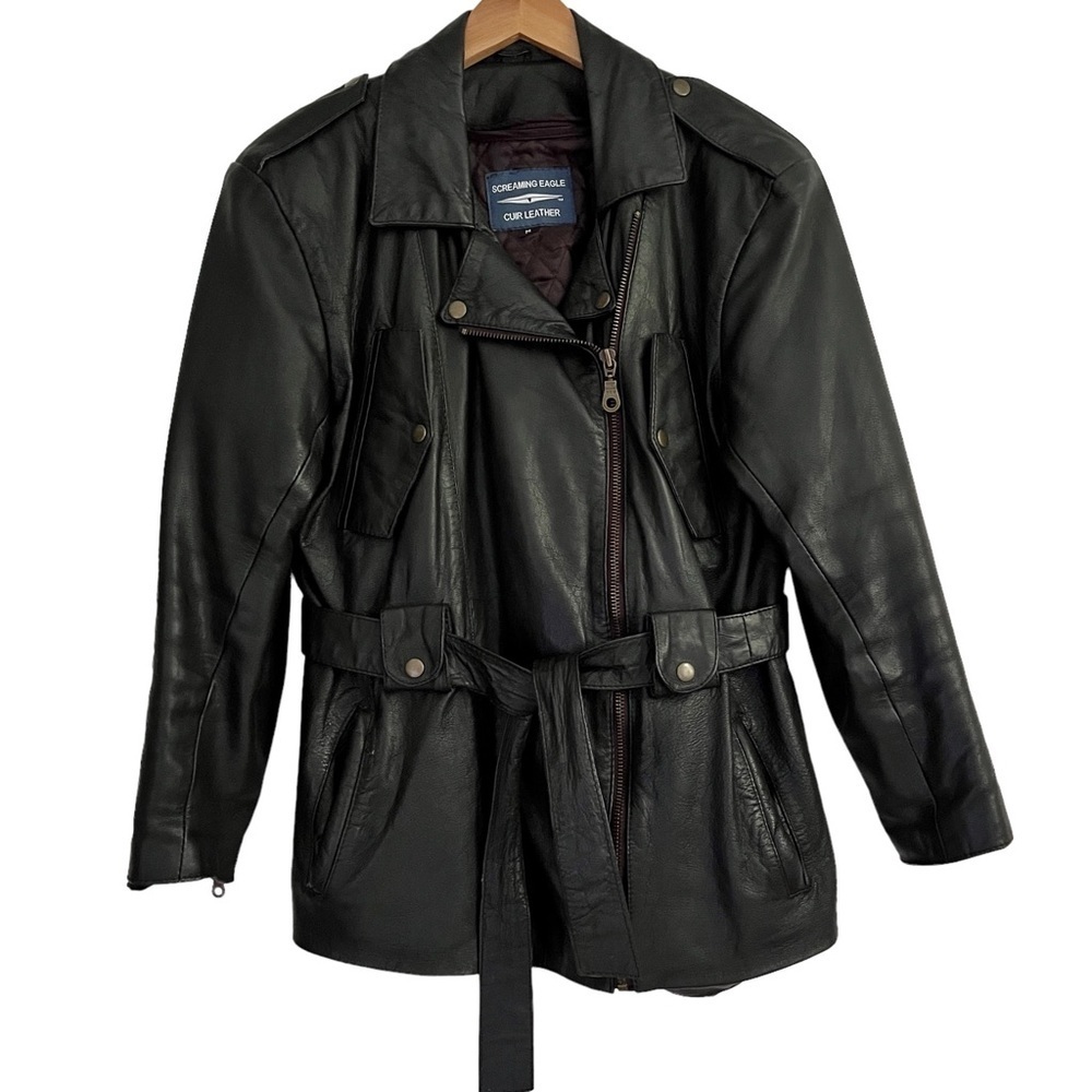 Screaming Eagle Genuine Leather Belted Jacket